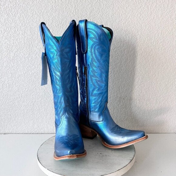 NWT Lane Smokeshow Cobalt Metallic Blue Boots 8 - Picture 12 of 12